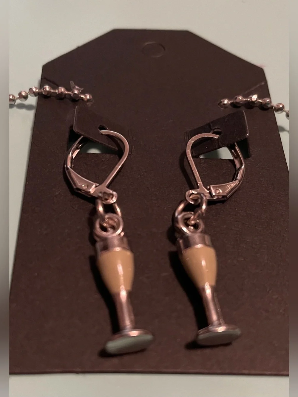 Silver Champagne Glass Necklace & Earring Set